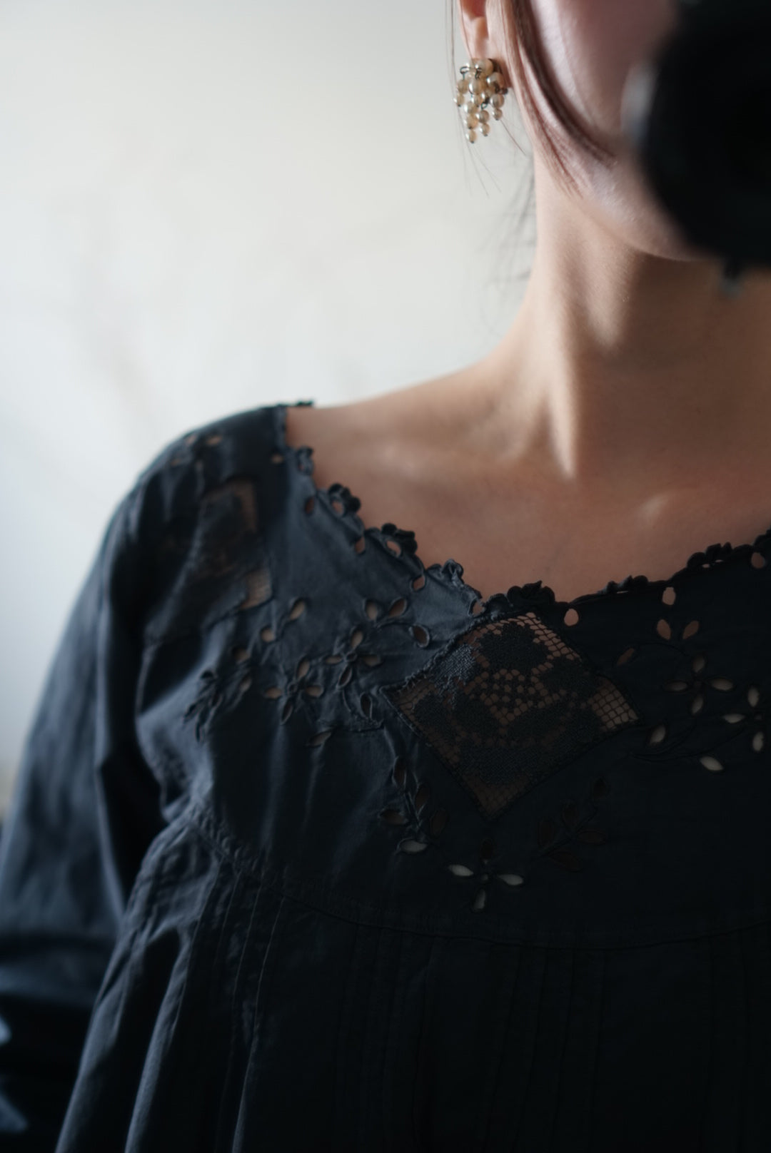 Antique French Cotton Filet lace Long Dress