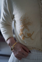 1950's Ivory Beaded Cardigan