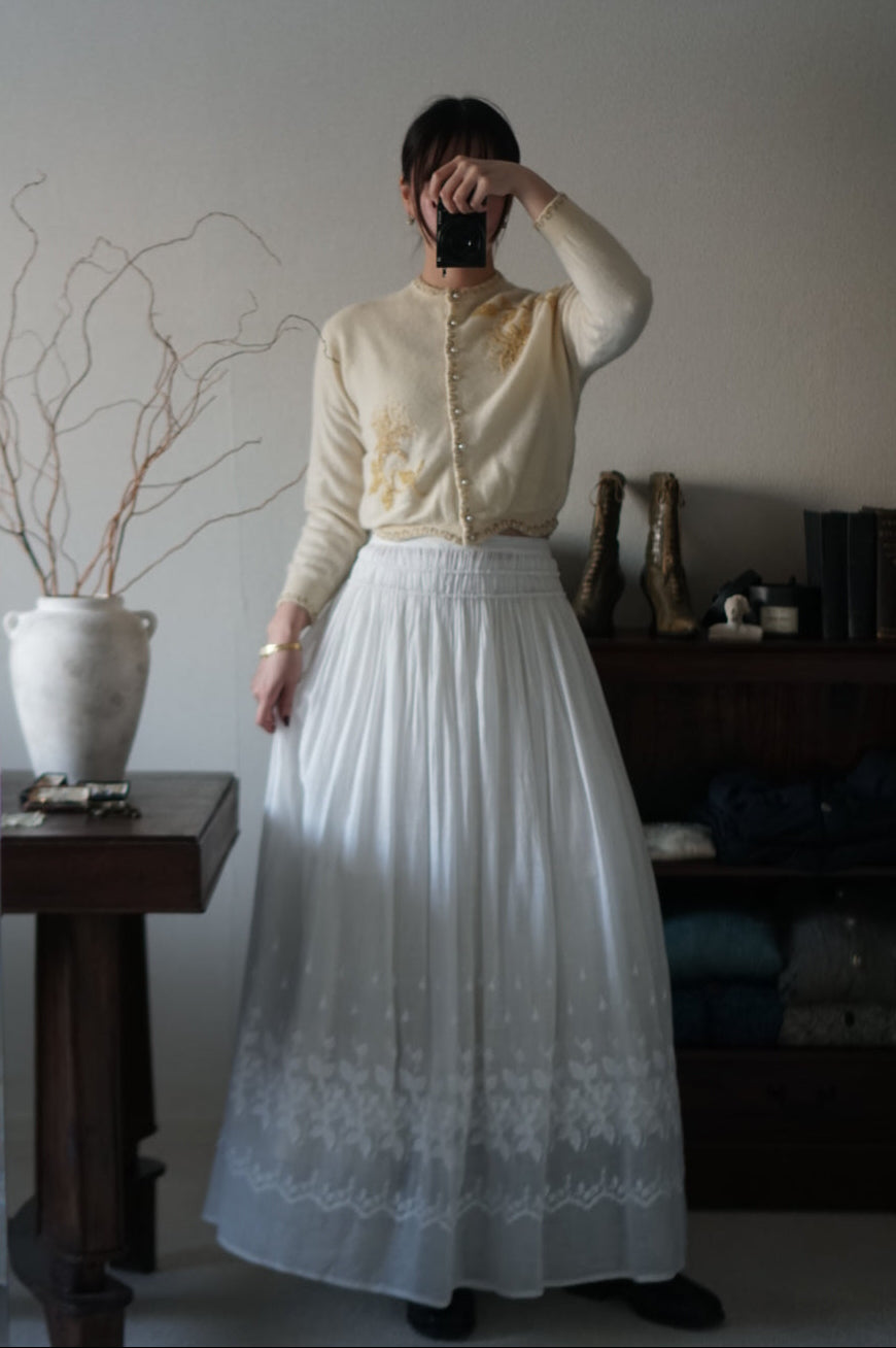 1950's Ivory Beaded Cardigan