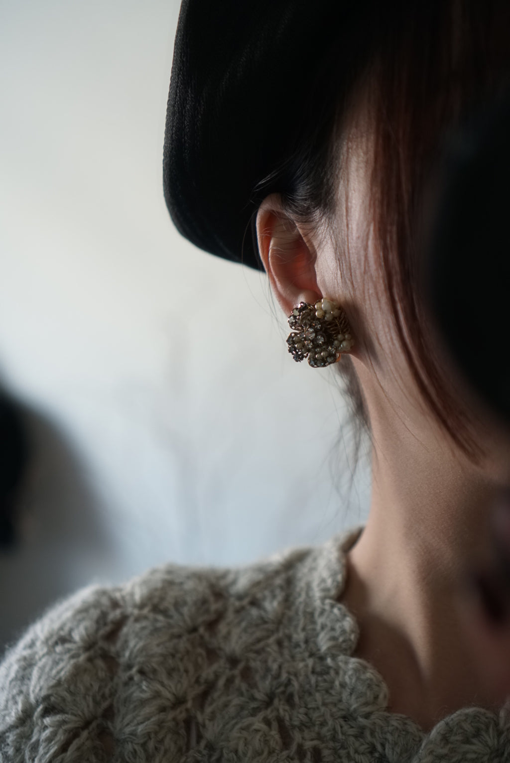 1950’s Original by Robert Rhinestone × Pearl Earrings