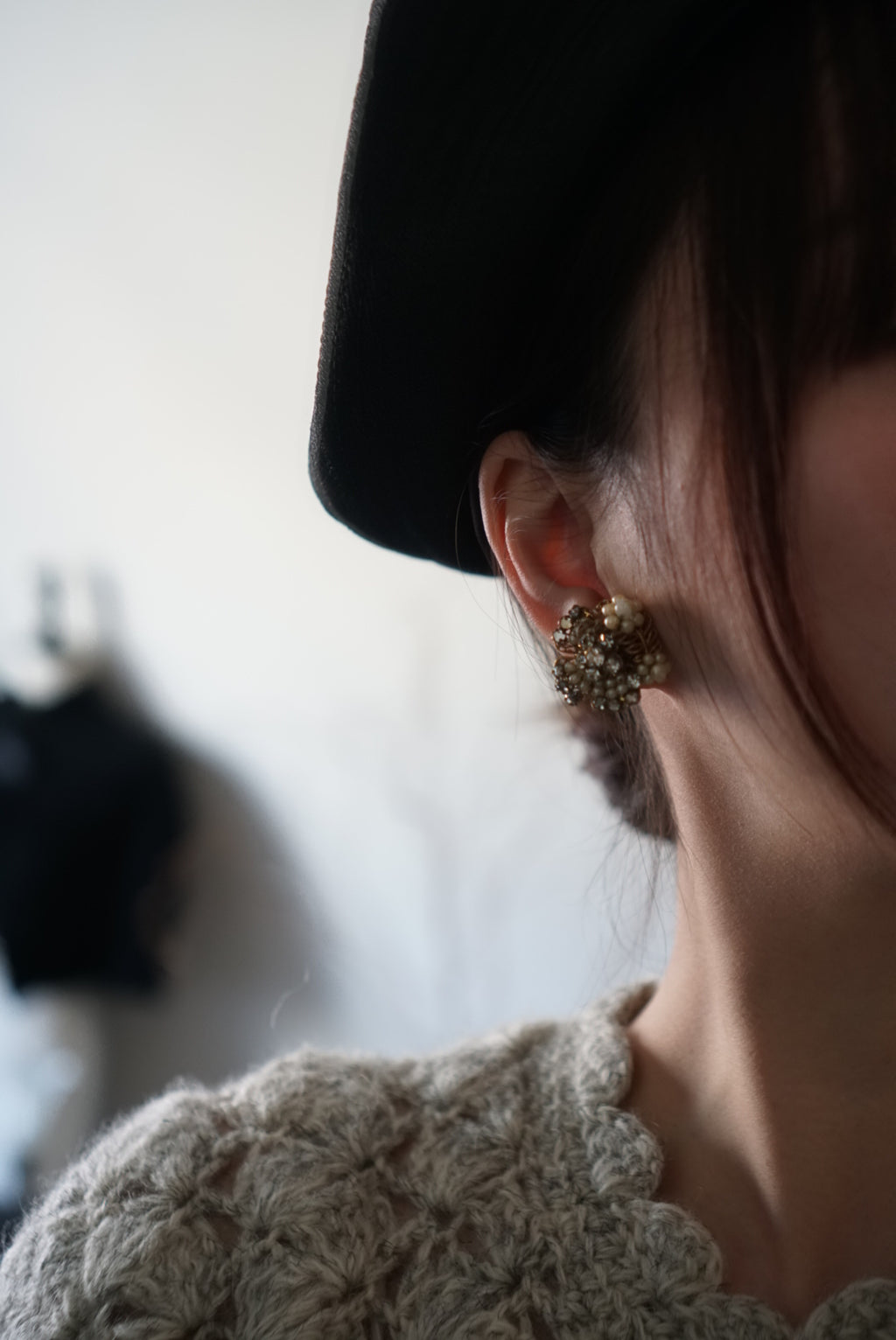 1950’s Original by Robert Rhinestone × Pearl Earrings