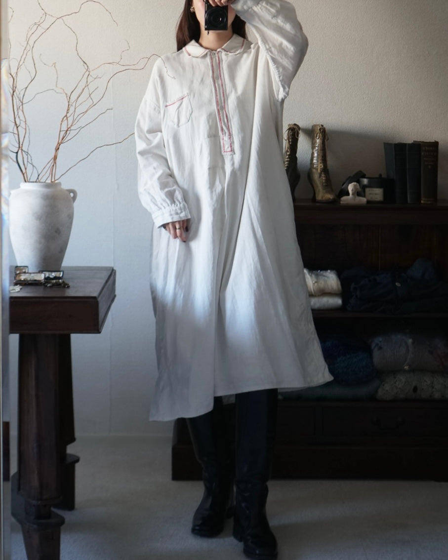 1930's Linen Cotton Long Dress