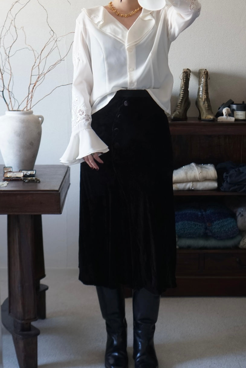 1900's Silk Velvet Tight Skirt