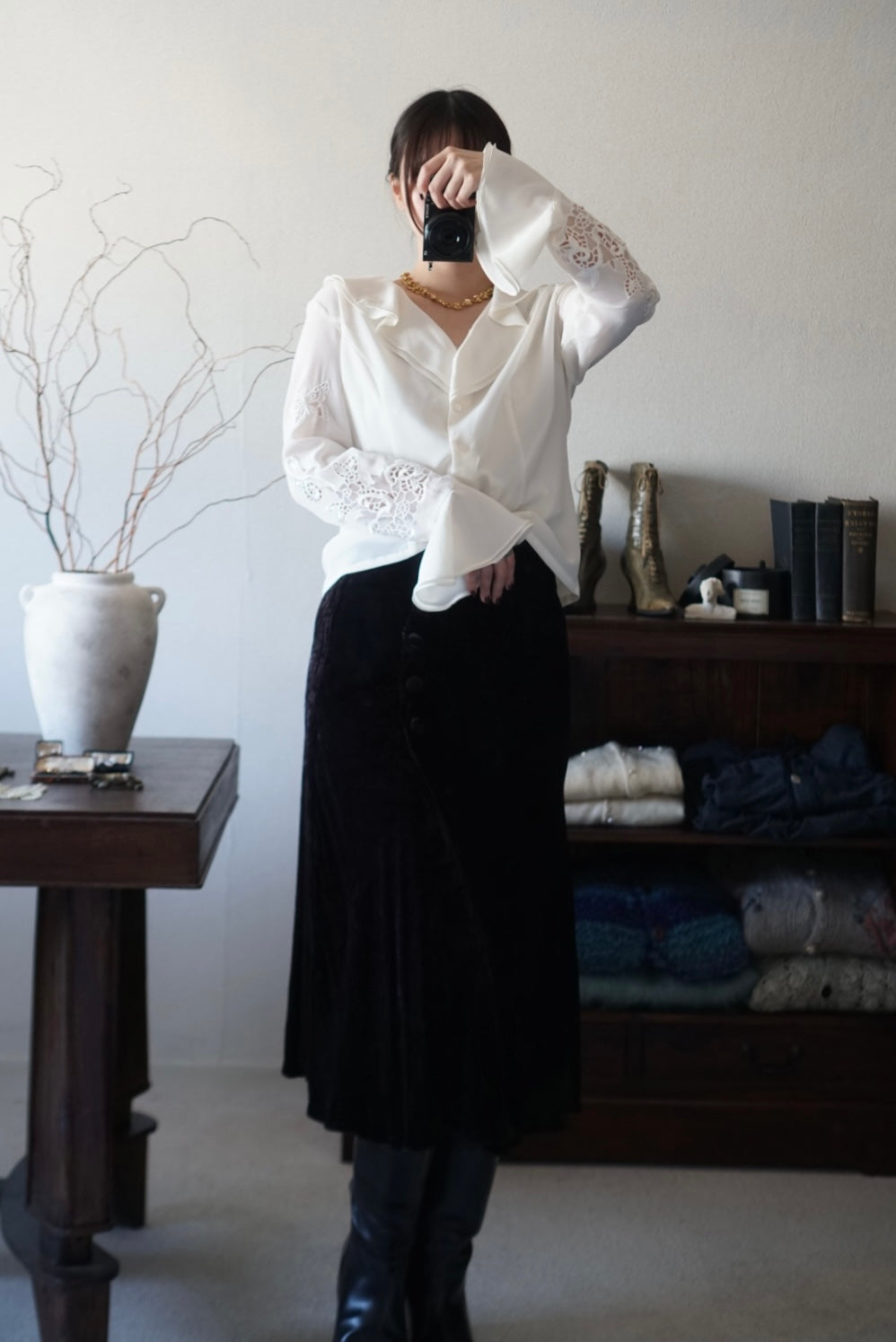 1900's Silk Velvet Tight Skirt