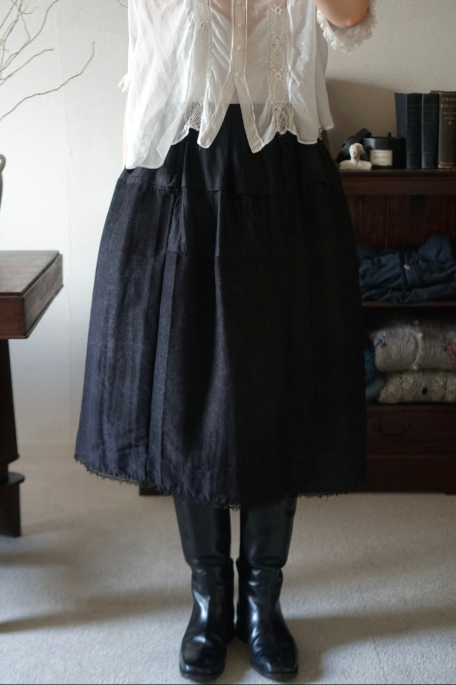Antique French Handmade Linen Skirt