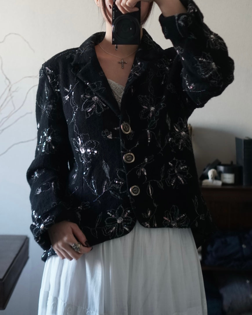 Vintage Floral with Sequins Jacket