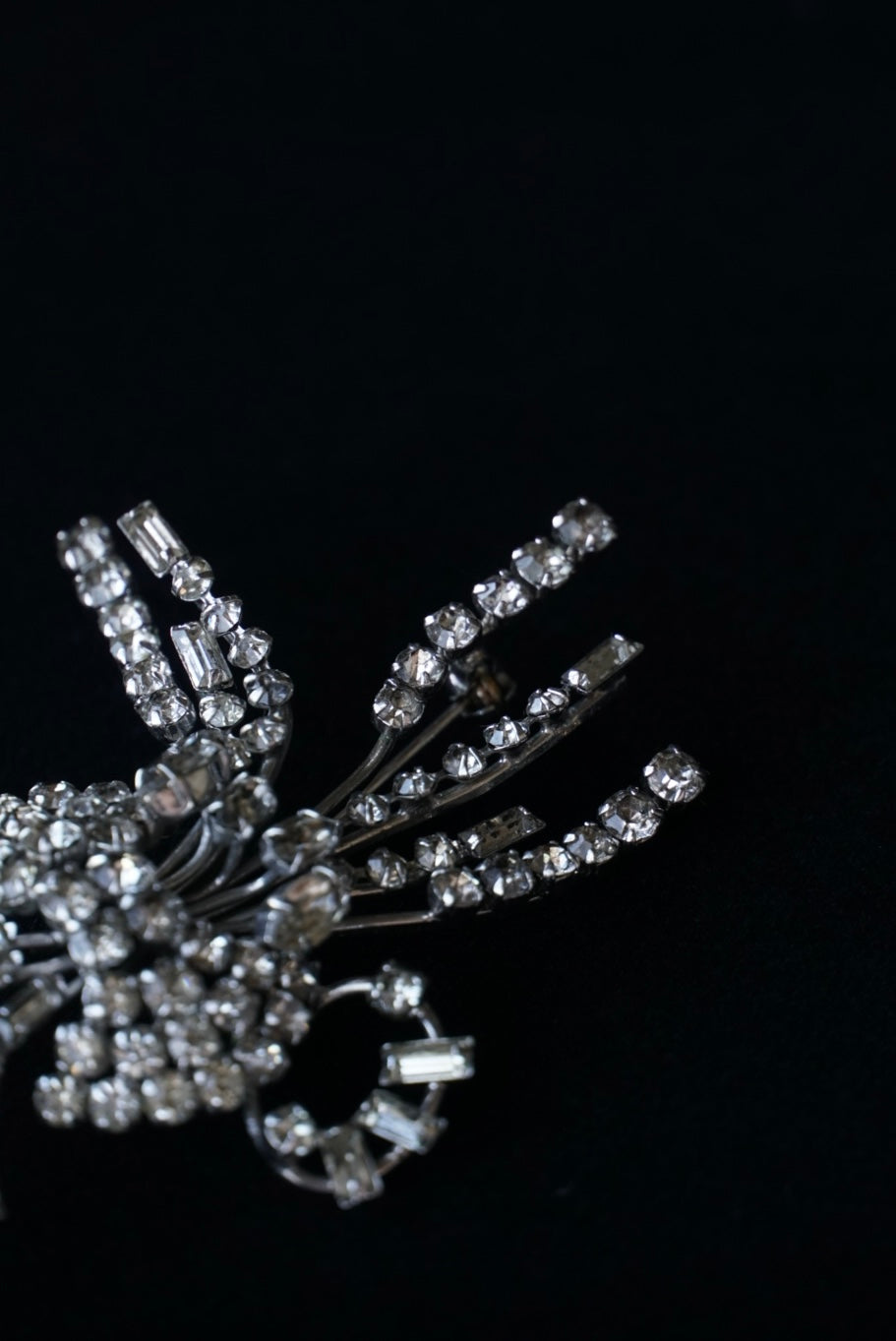 Vintage Glass Flower Spray Brooch