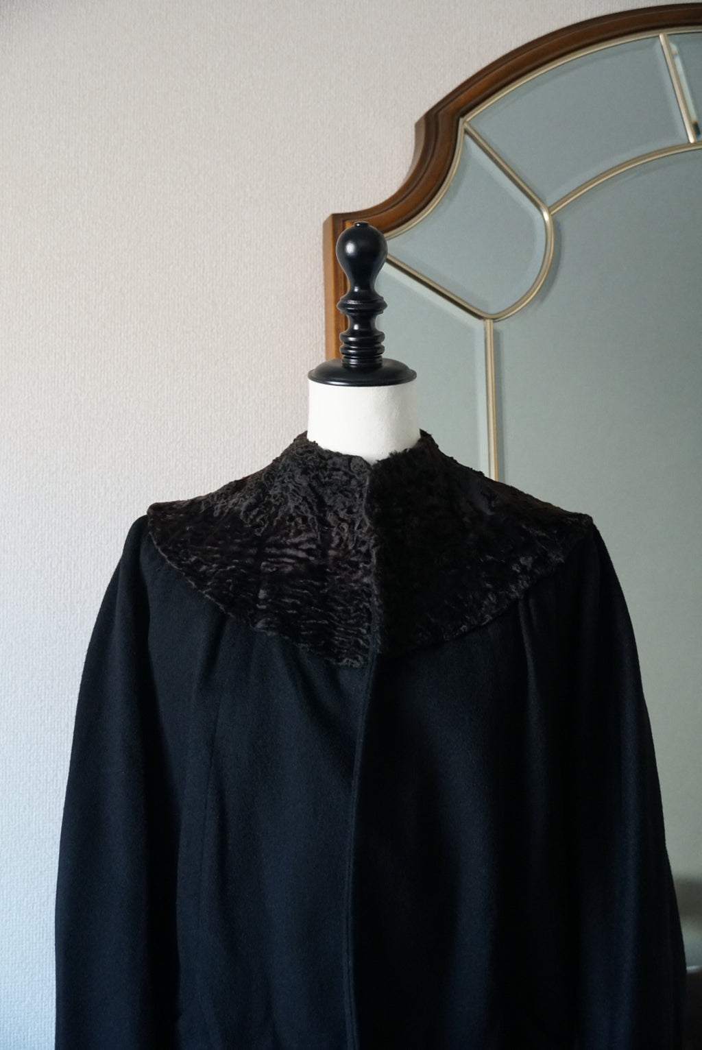1940's Black Wool×Shearling Lamb Jacket