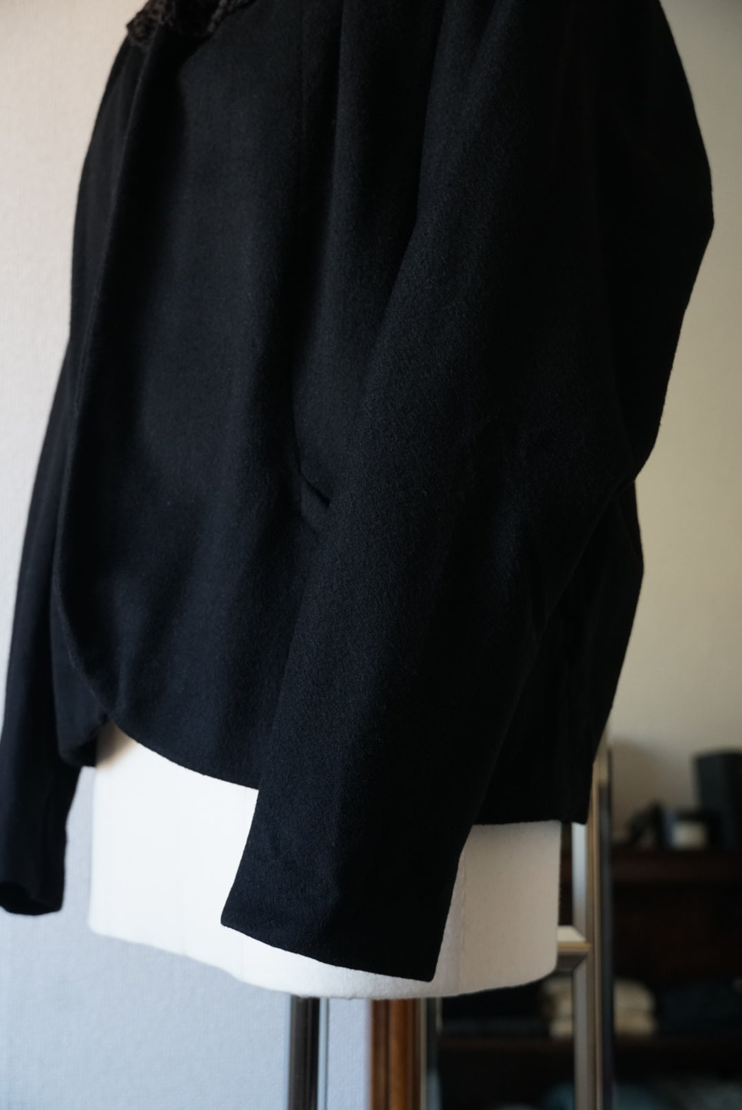 1940's Black Wool×Shearling Lamb Jacket