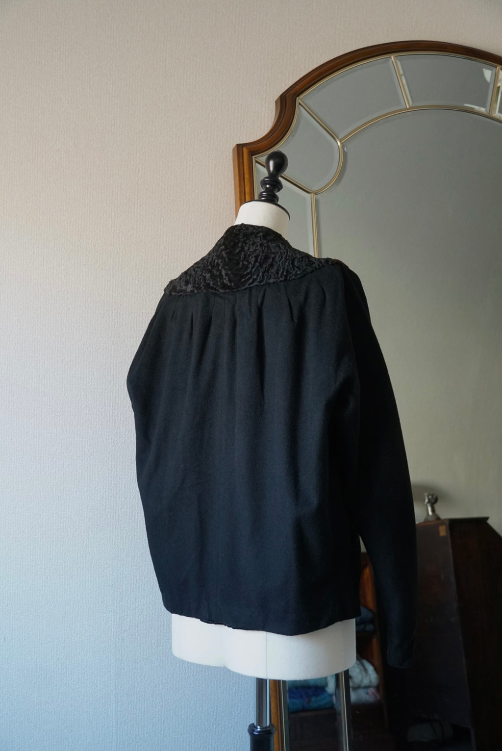 1940's Black Wool×Shearling Lamb Jacket