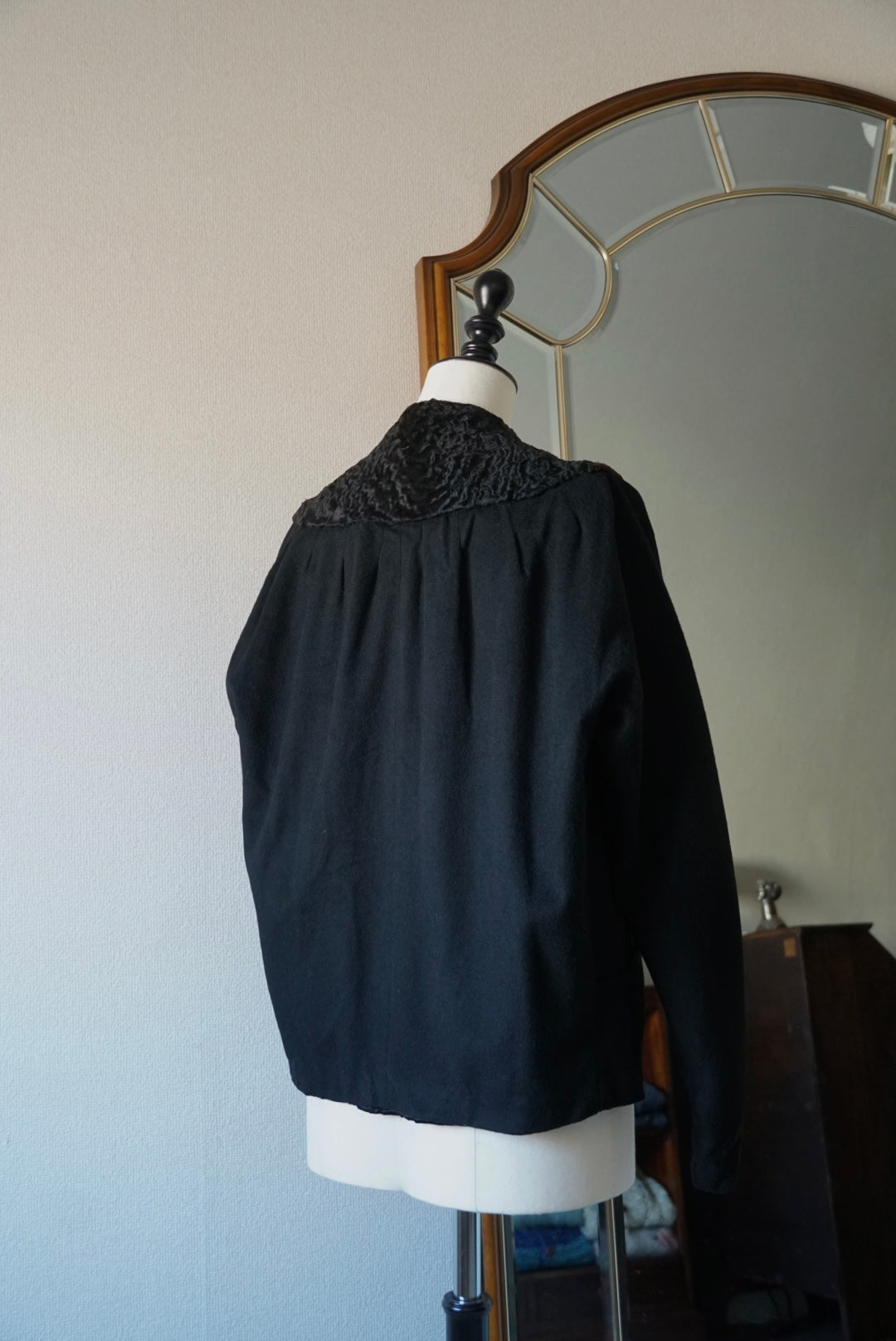 1940's Black Wool×Shearling Lamb Jacket