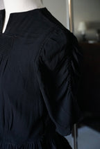 1940's Black Gathered Medium Dress