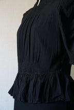 1940's Black Gathered Medium Dress