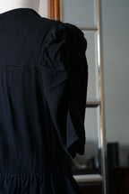 1940's Black Gathered Medium Dress