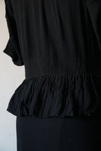 1940's Black Gathered Medium Dress