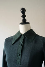 1970's Rib Knit×Suede Dress