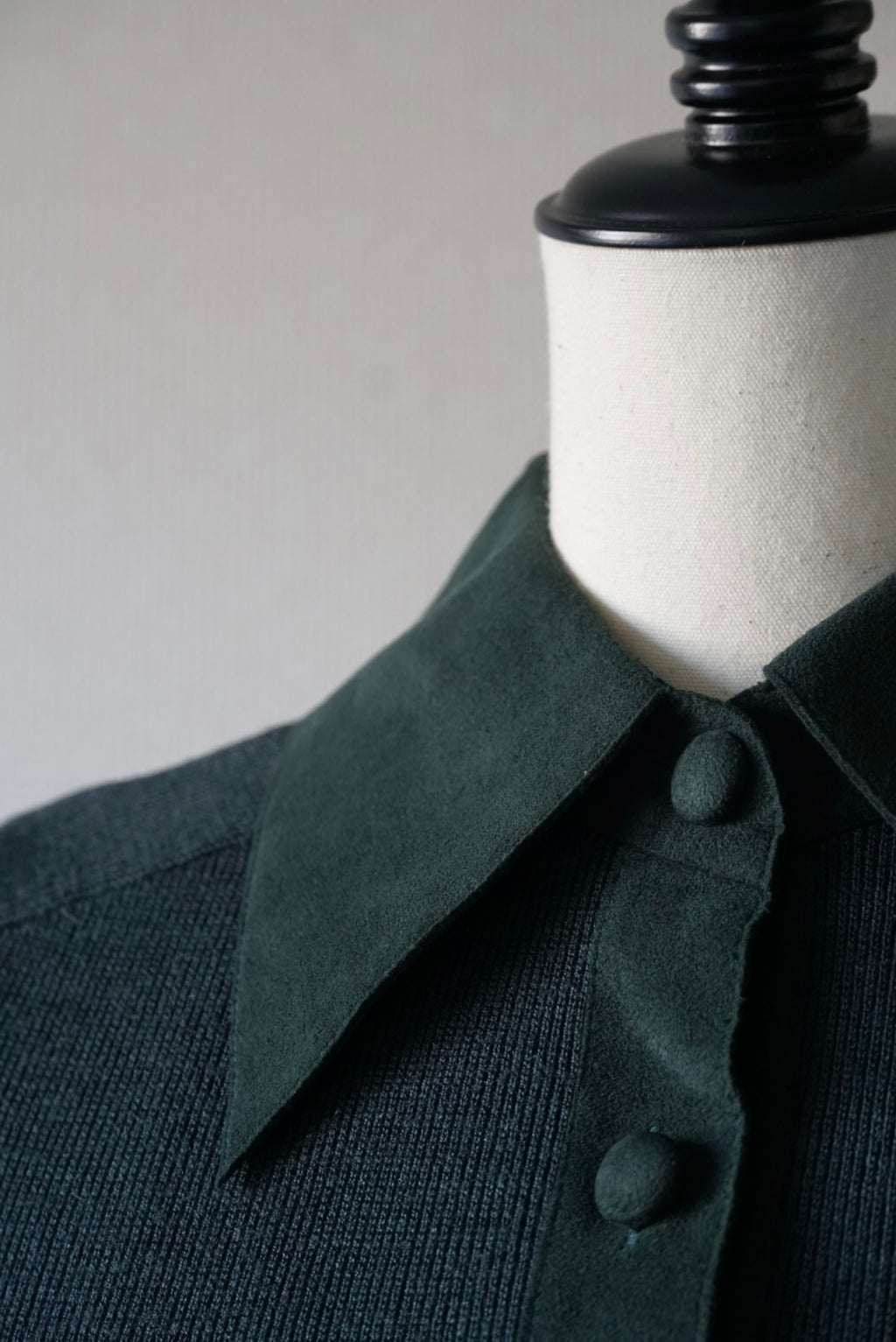 1970's Rib Knit×Suede Dress