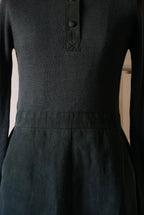 1970's Rib Knit×Suede Dress