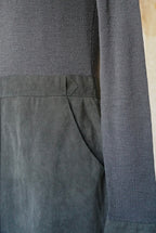 1970's Rib Knit×Suede Dress