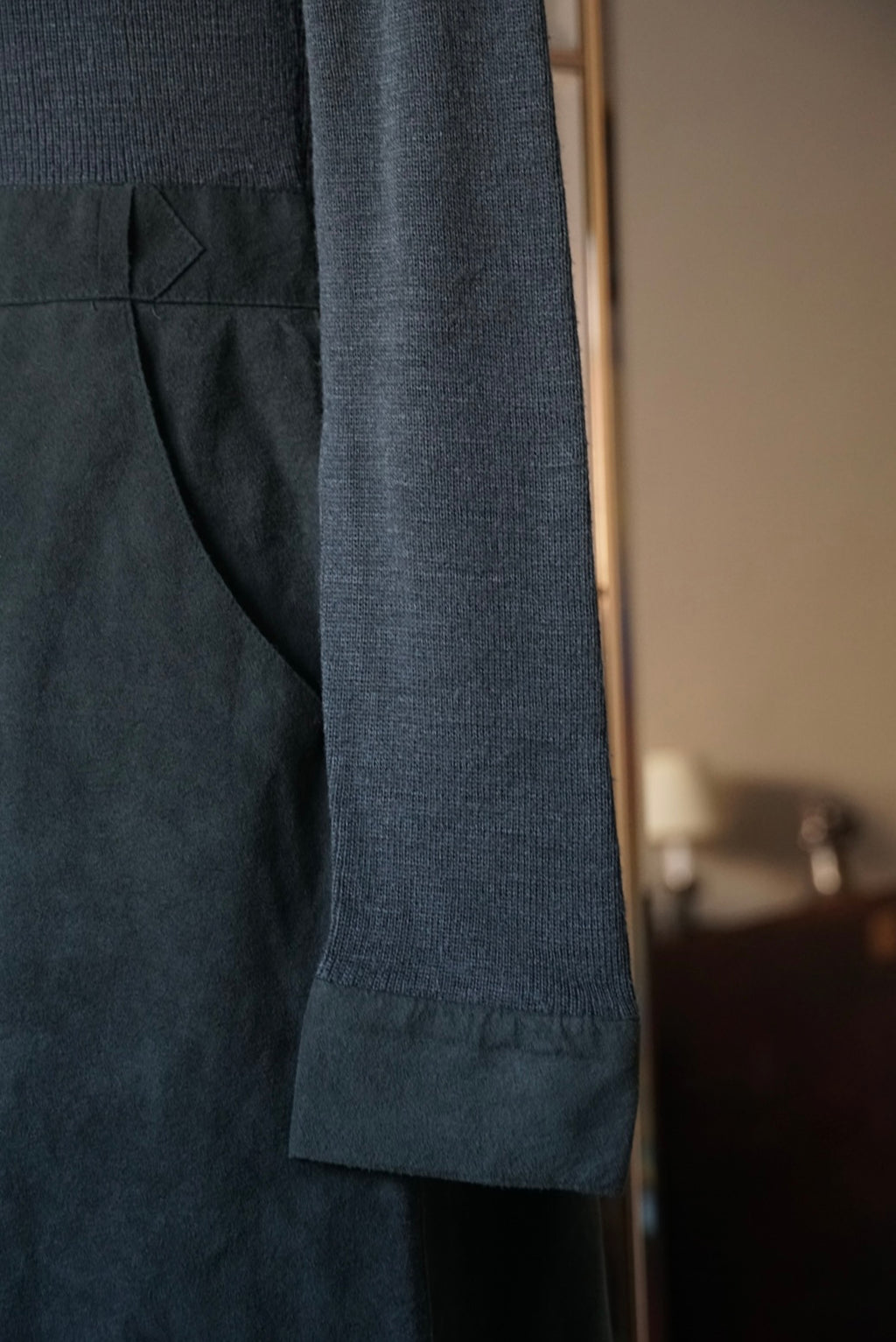 1970's Rib Knit×Suede Dress