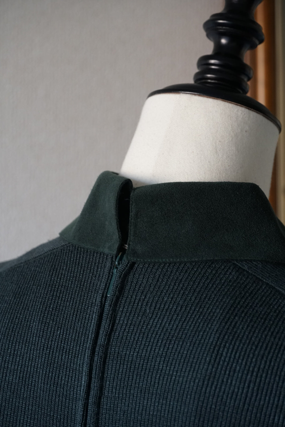 1970's Rib Knit×Suede Dress