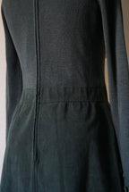 1970's Rib Knit×Suede Dress