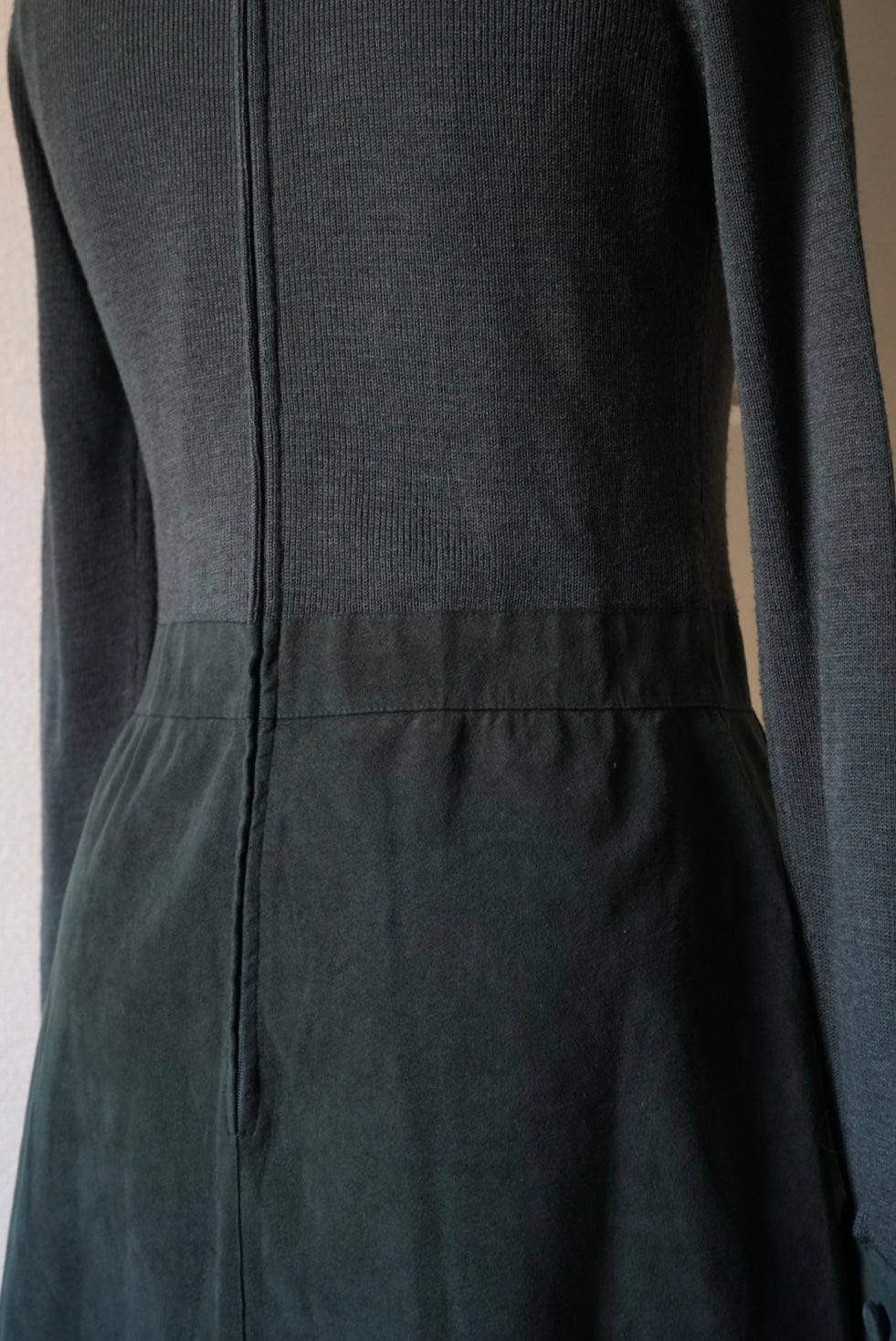 1970's Rib Knit×Suede Dress
