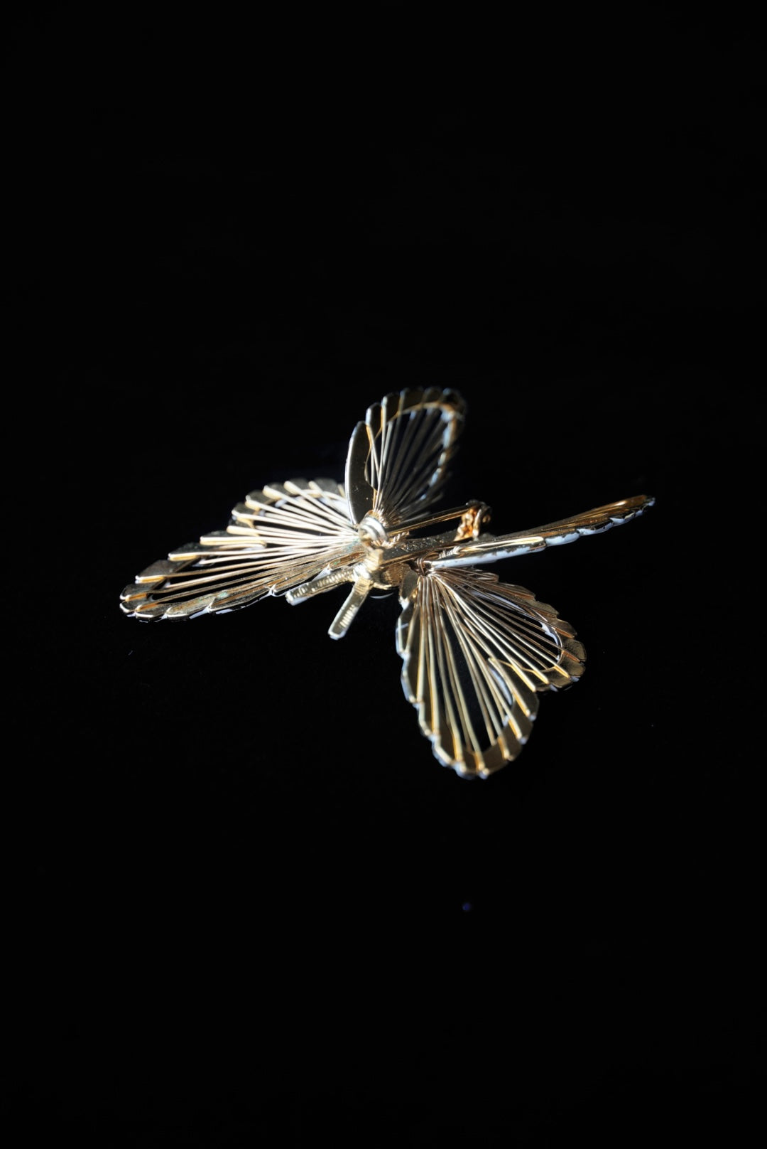 Vintage MONET Butterfly White Enamel Brooch