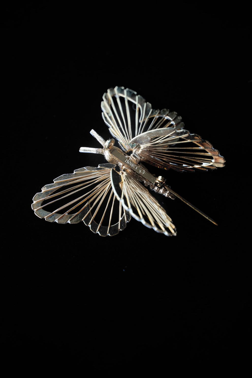 Vintage MONET Butterfly White Enamel Brooch