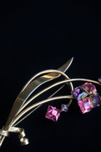 Vintage Square Cut Rhinestones Flower Bouquet Brooch