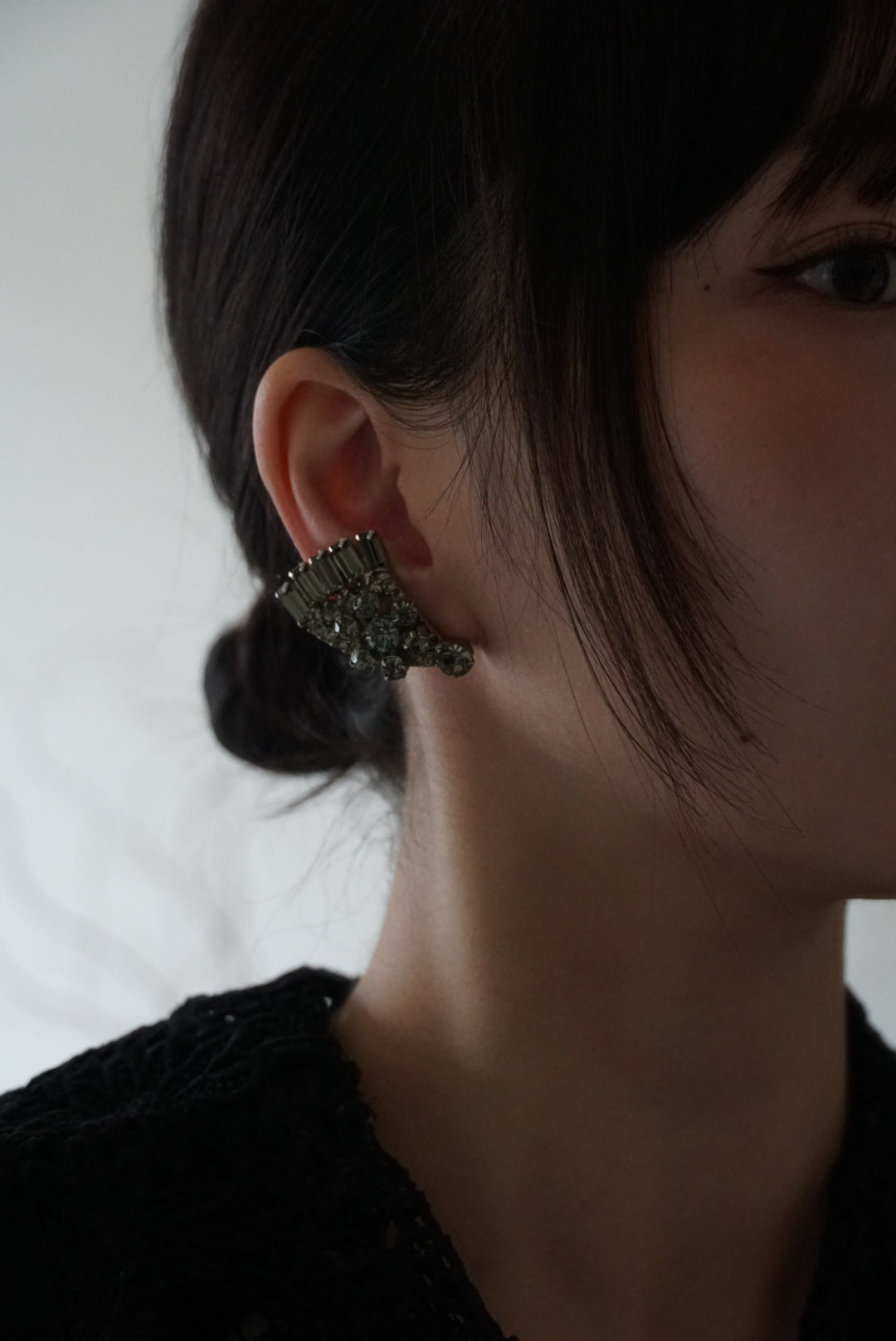 Vintage Smoke Gray Cut Glass Earrings