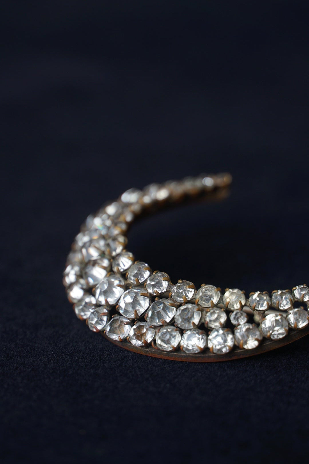Victorian Paste Glass Crescent Moon Brooch