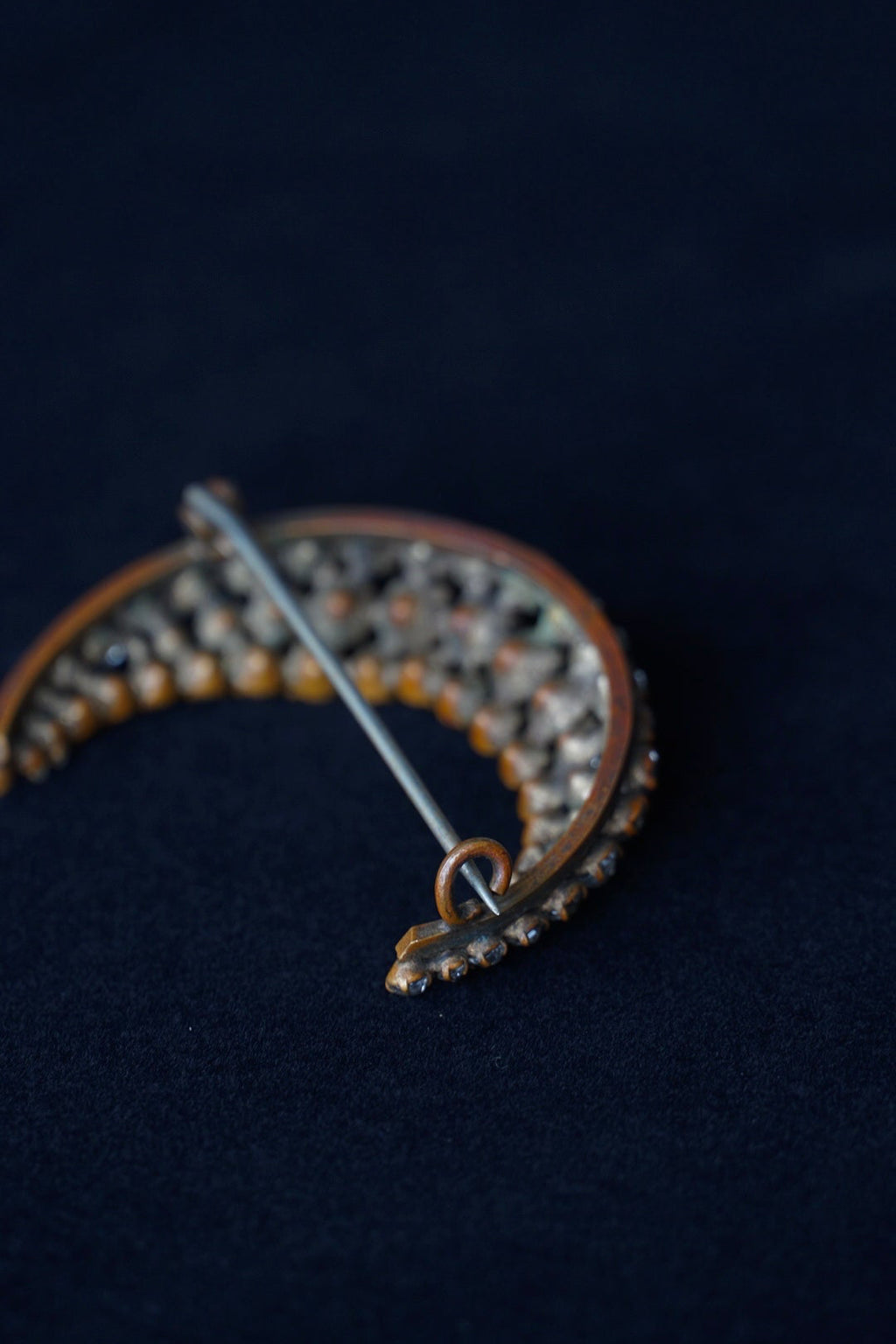 Victorian Paste Glass Crescent Moon Brooch
