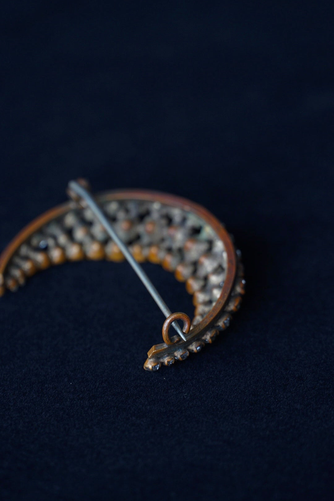 Victorian Paste Glass Crescent Moon Brooch