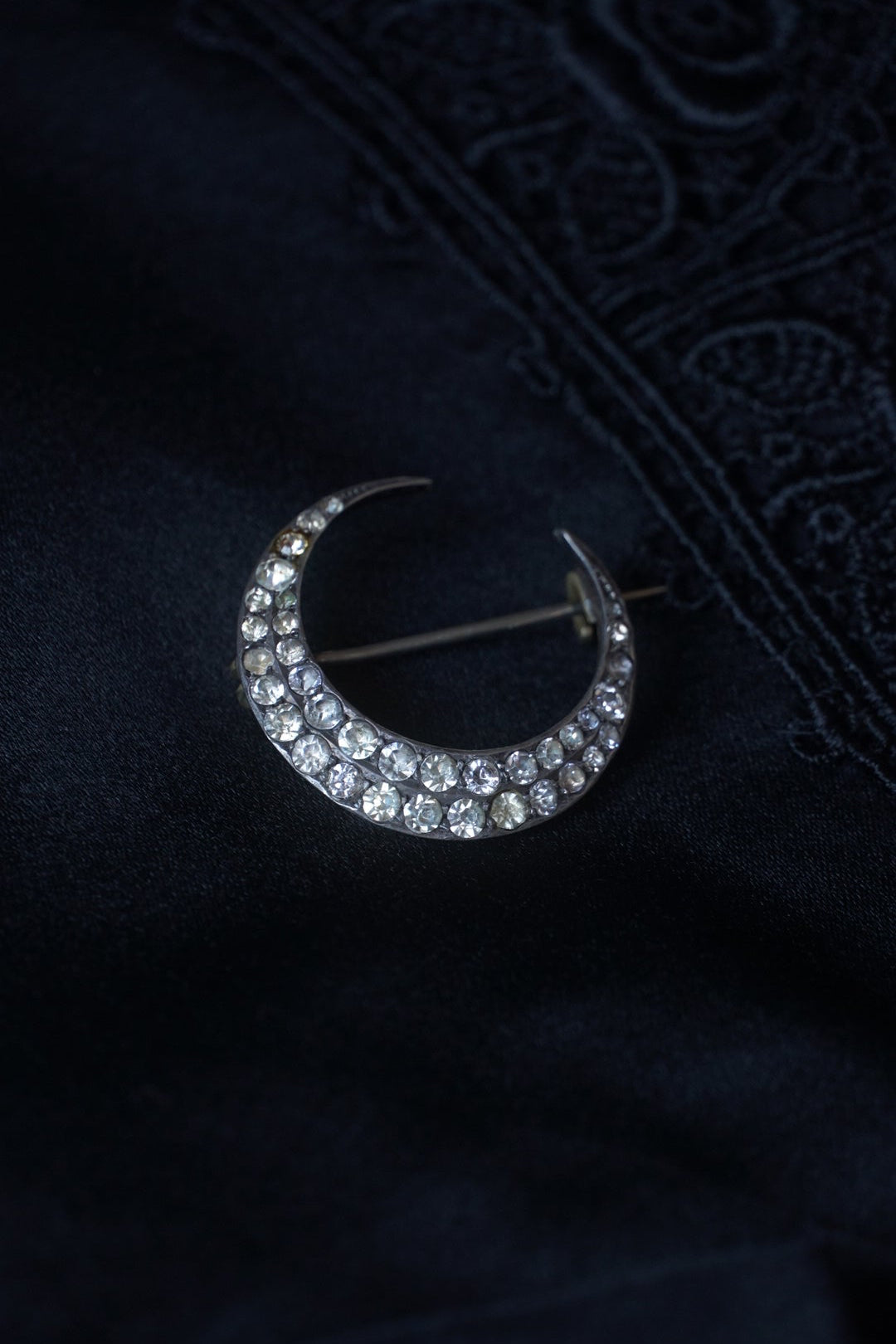 1920-30's Crescent Moon Glass Brooch