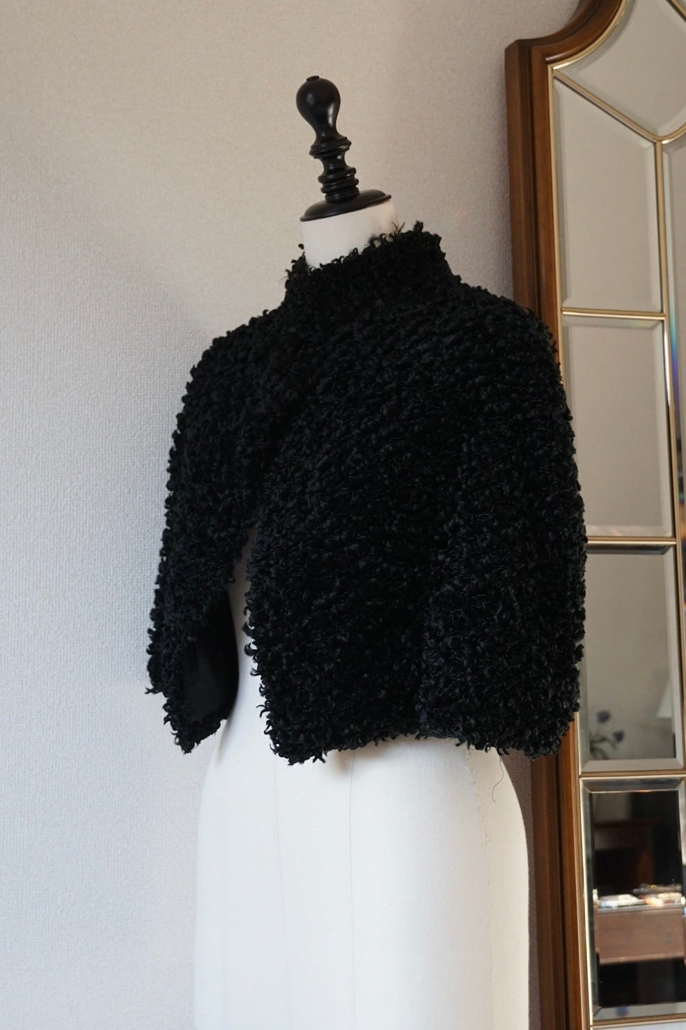 Edwardian Black Wool Short Cape