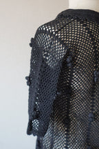 1950's Hand Crocheted Black Blouse