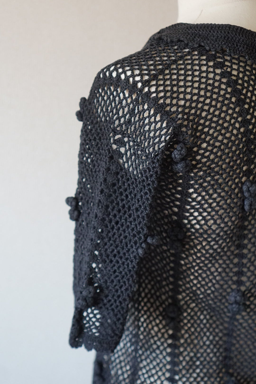 1950's Hand Crocheted Black Blouse