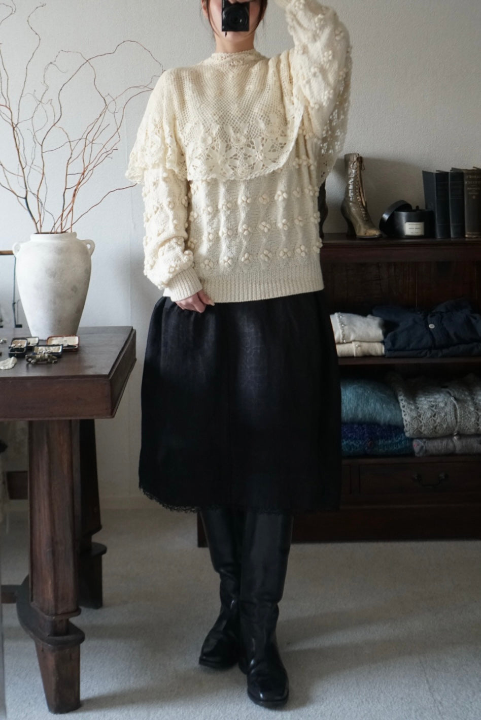 Vintage Crochet Knit with Cape