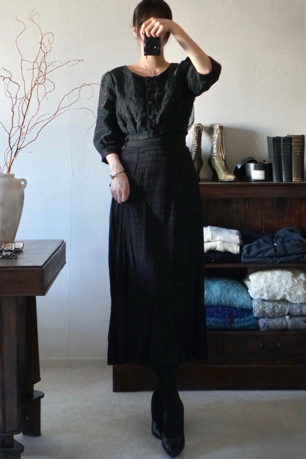 Vintage Black Sheer Blouse