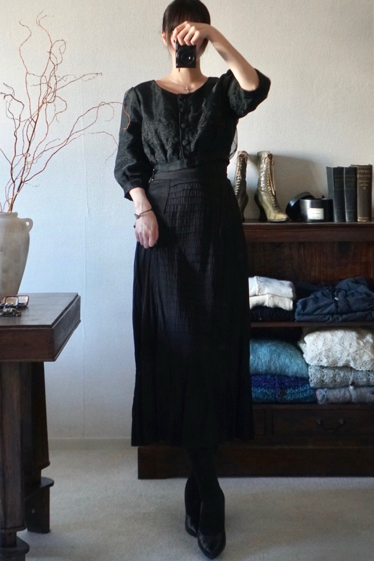 Vintage Black Sheer Blouse