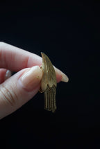 Vintage Gold Tone Solomon's seal Tassel  Earrings