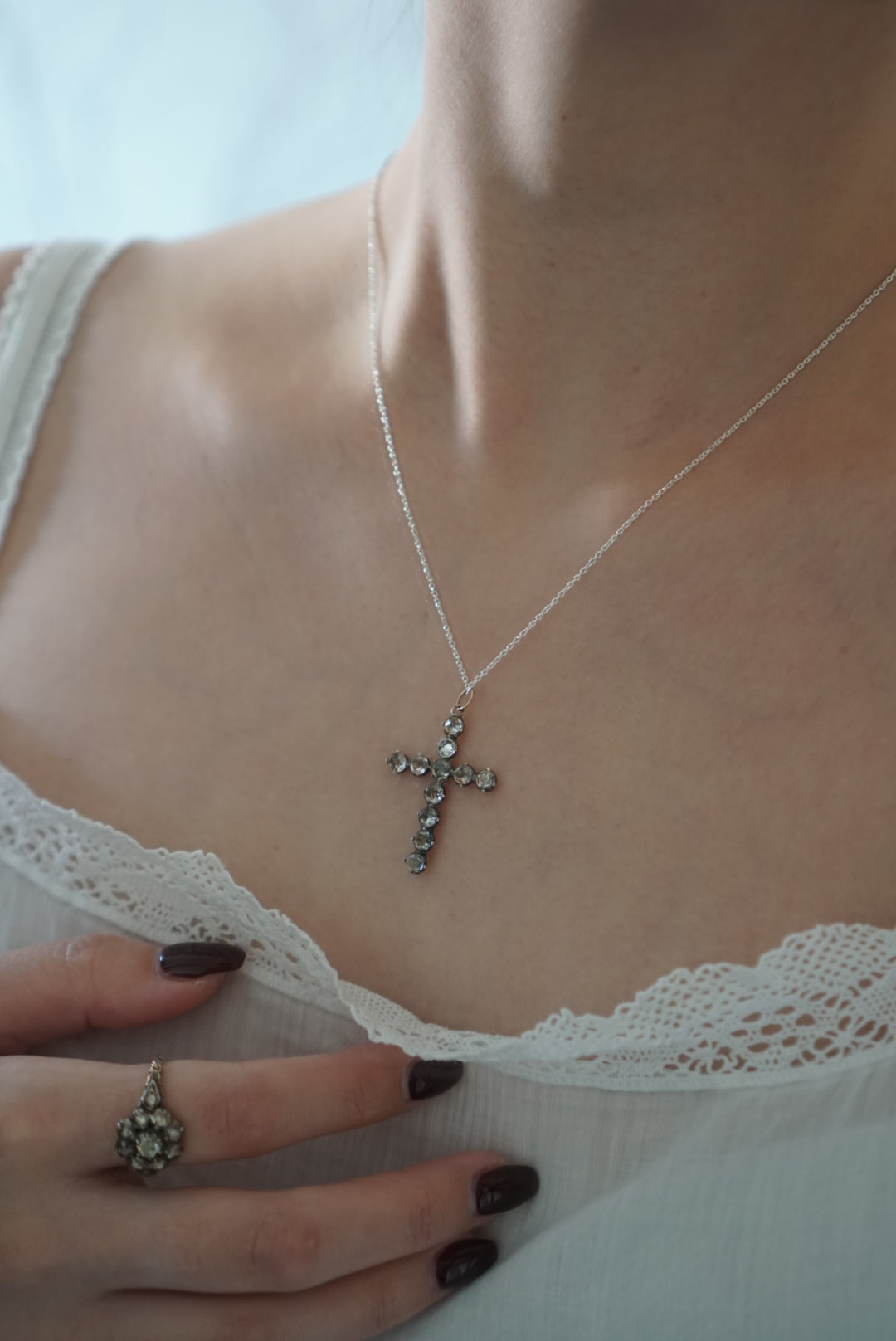 Georgian Paste Glass Cross Pendant Top