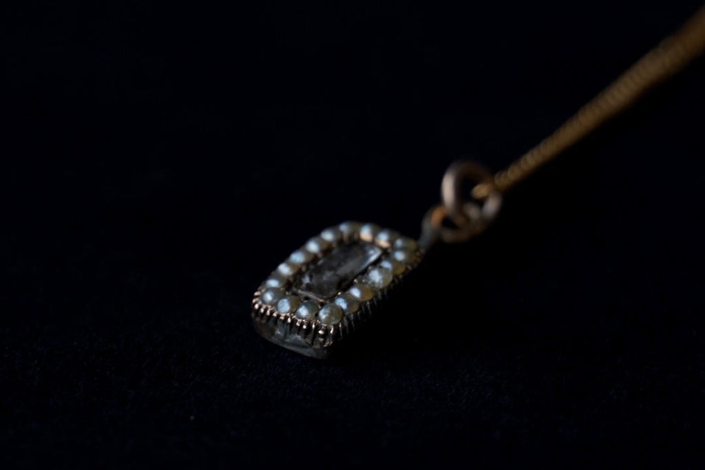 Georgian 10K Pearl Mourning Pendant Top