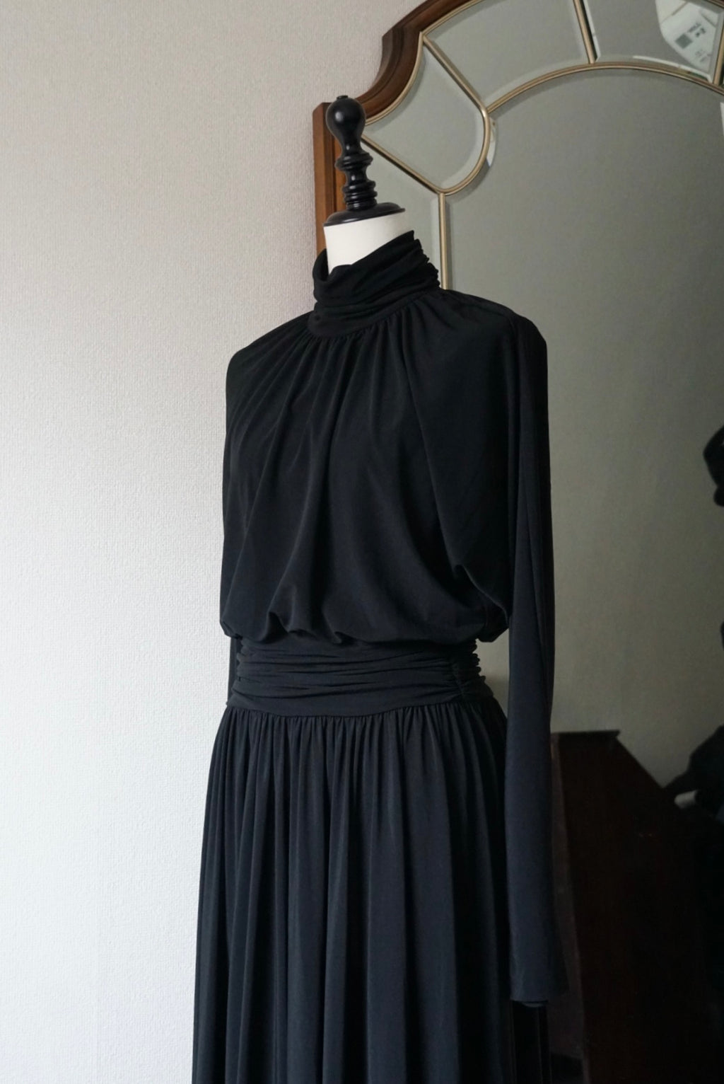 1980's Black High Neck Dress