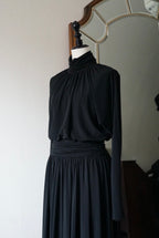 1980's Black High Neck Dress