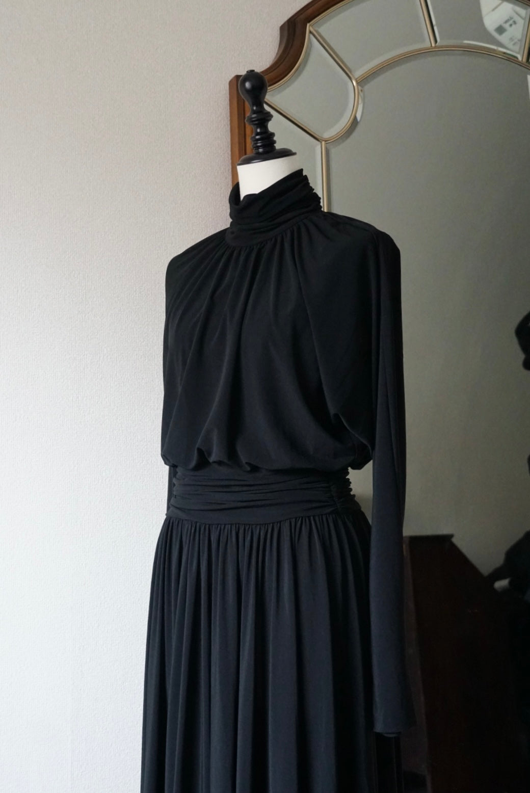 1980's Black High Neck Dress
