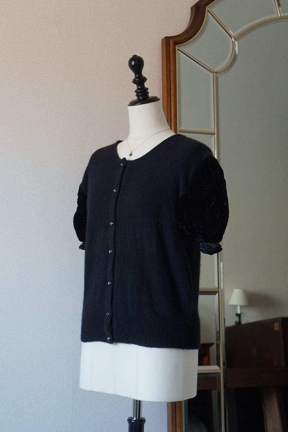 1980's Silk Velvet Puff Sleeve Cardigan