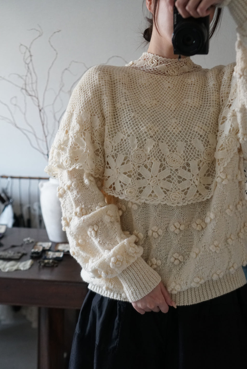 Vintage Crochet Knit with Cape