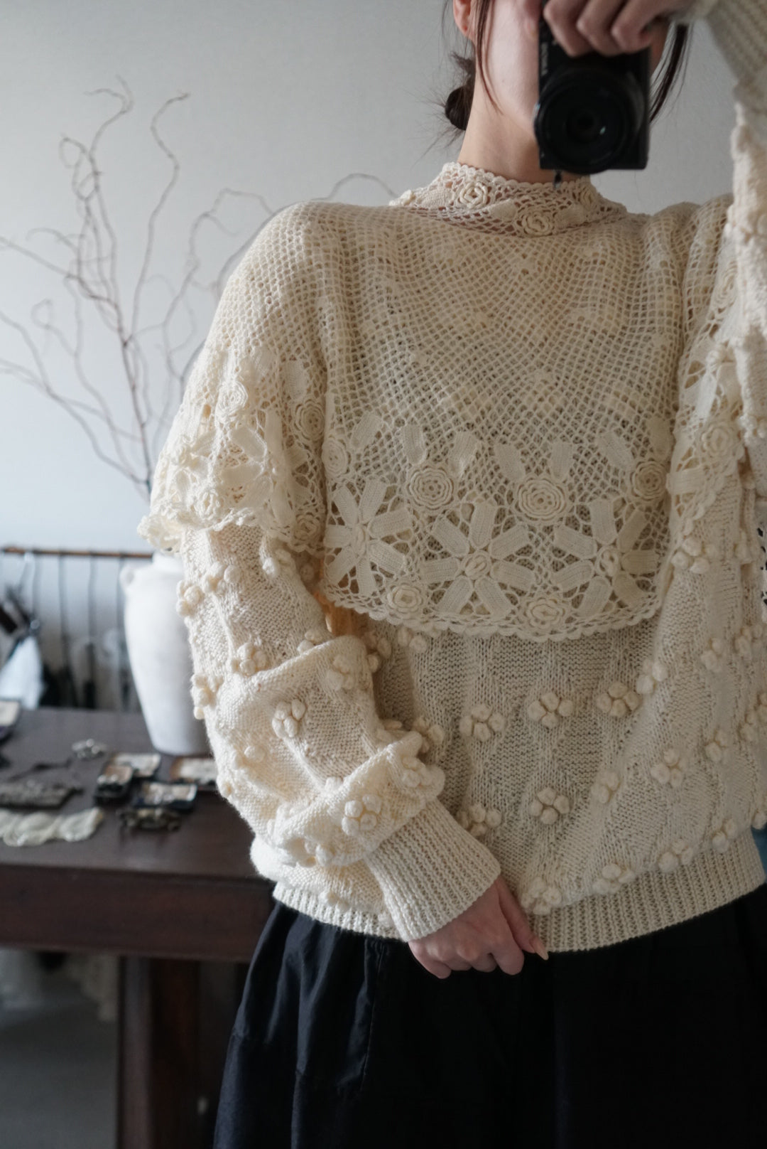 Vintage Crochet Knit with Cape